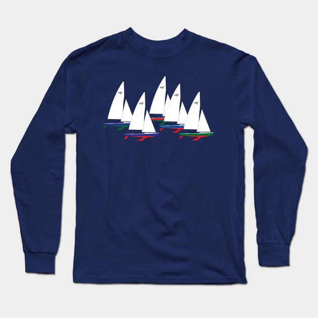 Flying Fifteen Sailboats Racing Long Sleeve T-Shirt by CHBB